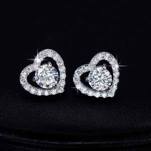 Peach Heart Earrings Copper Zircon Earrings Love Fashion Earrings for Women