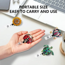 Crystal Frog Sunflower Scroll 70cm Telescopic Easy Pull Buckle Badge Reel ID holder