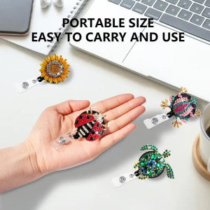 Crystal Frog Sunflower Scroll 70cm Telescopic Easy Pull Buckle Badge Reel ID holder