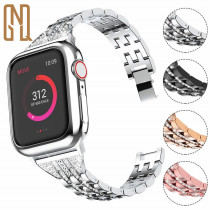 Double row diamond zinc alloy watch strap for Apple Watch IWatch1-9 generation, suitable for the entire series of watch straps