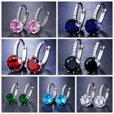 New Fashionable Multi Color Round Diamond AAA Zircon Earrings with Female Charm Wholesale