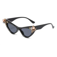 2025 New Plastic Eyeframe Fashion Cat Eye Diamond Set Small Frame Sunglasses