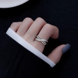Fashionable wavy zircon with shiny opening adjustable