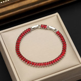 Hot selling jewelry fashion 2.5 * 5 rectangular zircon bracelet with adjustable buckle for men's and women's tennis bracelets