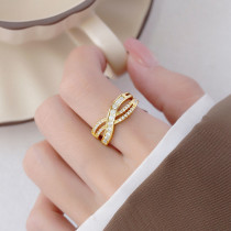 Fashionable wavy zircon with shiny opening adjustable