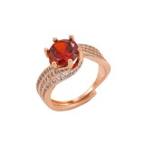 Hot selling copper inlaid zircon open ring with adjustable size, three rows of twisted lines, full diamond ring