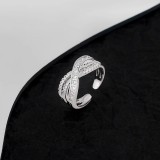 Fashionable wavy zircon with shiny opening adjustable