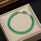 Hot selling jewelry fashion 2.5 * 5 rectangular zircon bracelet with adjustable buckle for men's and women's tennis bracelets