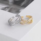 Fashionable wavy zircon with shiny opening adjustable
