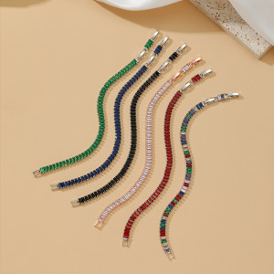Hot selling jewelry fashion 2.5 * 5 rectangular zircon bracelet with adjustable buckle for men's and women's tennis bracelets