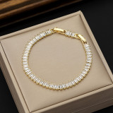 Hot selling jewelry fashion 2.5 * 5 rectangular zircon bracelet with adjustable buckle for men's and women's tennis bracelets