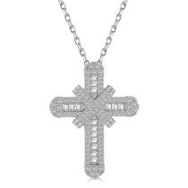 European and American necklace women's copper inlaid diamond cross pendant necklace wholesale
