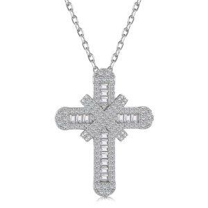 European and American necklace women's copper inlaid diamond cross pendant necklace wholesale