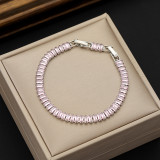 Hot selling jewelry fashion 2.5 * 5 rectangular zircon bracelet with adjustable buckle for men's and women's tennis bracelets