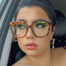 Square hollow flat mirror anti blue light new glasses European and American rice nail glasses frame
