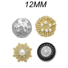 12mm snap button metal rhinestone Golden Silver Flower Pearl Snowflake love