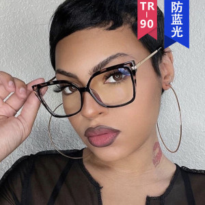 Square flat lens women's glasses anti blue light