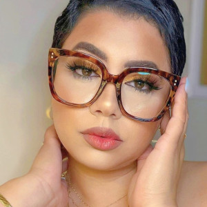 Square hollow flat mirror anti blue light new glasses European and American rice nail glasses frame