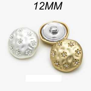 12mm snap button metal rhinestone Golden Silver Flower Pearl Snowflake love