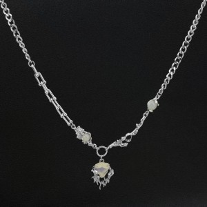 Necklace flame moonstone necklace couple collarbone necklace