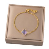 Clover stainless steel bracelet for women's fashion collarbone chain 18k gold rhinestone