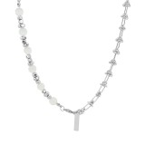 Thorn cat eye stone bead necklace Stainless steel chain men's collarbone chain