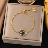 Clover stainless steel bracelet for women's fashion collarbone chain 18k gold rhinestone