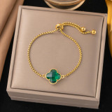 Clover stainless steel bracelet for women's fashion collarbone chain 18k gold rhinestone