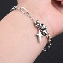 Stainless steel bracelet cross star round ball handmade men's and women's bracelet gift