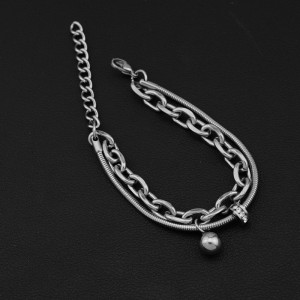 Non fading titanium steel double-layer Cuban bracelet for European and American hip-hop boys