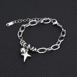 Stainless steel bracelet cross star round ball handmade men's and women's bracelet gift