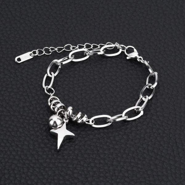 Stainless steel bracelet cross star round ball handmade men's and women's bracelet gift