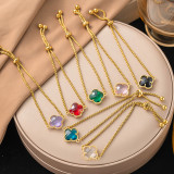 Clover stainless steel bracelet for women's fashion collarbone chain 18k gold rhinestone