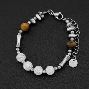 Natural retro ice cracked bracelet, light luxury black stone bracelet