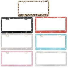 Rhinestone stainless steel license plate frame, American standard diamond inlaid license plate frame