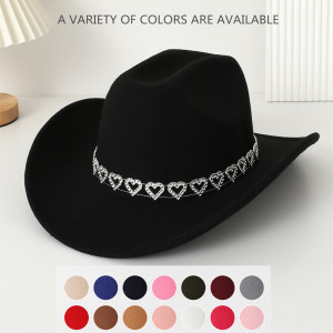 LOVE Western cowboy hat, retro knight hat, men's and women's horseback riding sun shading and sun protection hat