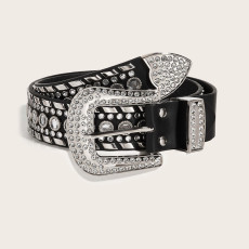 New Spicy Girl Wide Belt Willow Nails Water Diamond Women's Fashion Belt