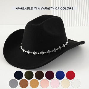 Men's and women's felt denim hats Bohemian style top hats diamond rhinestones