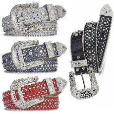 Diamond Belt Women's Y2K Wind Wide Waist Belt with Diamond Inlaid Jeans Belt