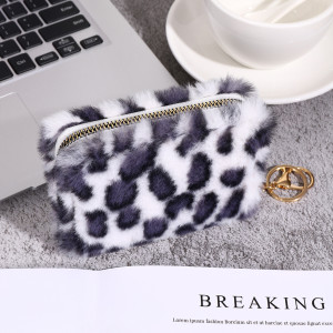 New plush coin purse, fashionable leopard print wallet, furry card bag