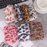 New plush coin purse, fashionable leopard print wallet, furry card bag