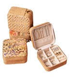 Vintage high-end cork portable jewelry box, earrings, rings, jewelry storage box