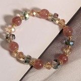 Natural Strawberry Crystal Pixiu Bracelet for Female Ins, Wealth Transfer Crystal Bracelet