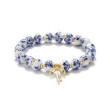 New Chinese style blue and white porcelain bow elastic bracelet fashion bracelet