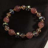 Natural Strawberry Crystal Pixiu Bracelet for Female Ins, Wealth Transfer Crystal Bracelet