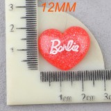 12MM snap button  Sparkling Pink Love Barbie Peach Heart Cream Resin DIY