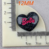 12MM snap button  Sparkling Pink Love Barbie Peach Heart Cream Resin DIY
