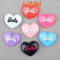 12MM snap button  Sparkling Pink Love Barbie Peach Heart Cream Resin DIY
