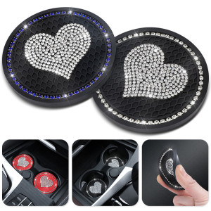 Water cup pad, car mounted diamond studded anti slip pad, heart-shaped insulation pad