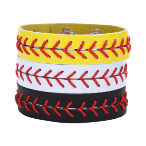 Wax thread hand sewn baseball wristband bracelet